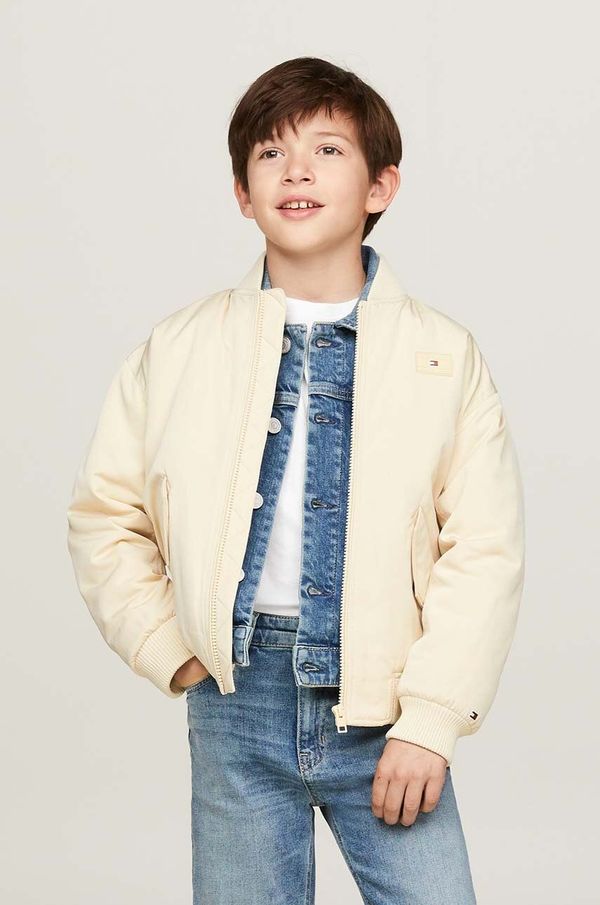 Tommy Hilfiger Otroška bomber jakna Tommy Hilfiger bež barva, KB0KB09091
