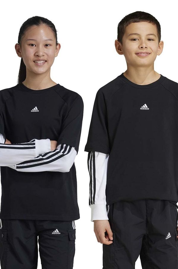 adidas Otroška dolga majica adidas JAM 2IN1 LS črna barva, IV7049