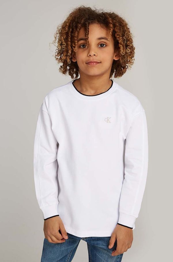 Calvin Klein Jeans Otroška dolga majica Calvin Klein Jeans bela barva, IB0IB02325