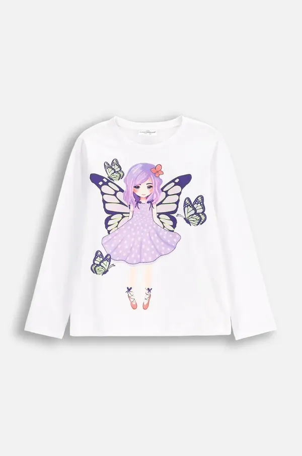 Coccodrillo Otroška dolga majica Coccodrillo bela barva, EVERYDAY GIRL