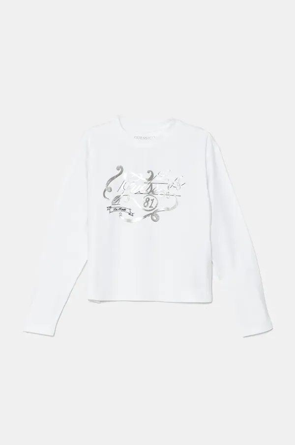 Guess Otroška dolga majica Guess bela barva, J4BI01 J1314