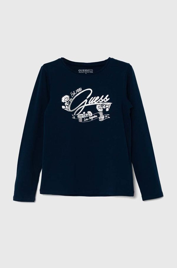 Guess Otroška dolga majica Guess mornarsko modra barva, J4YI36 K6YW4