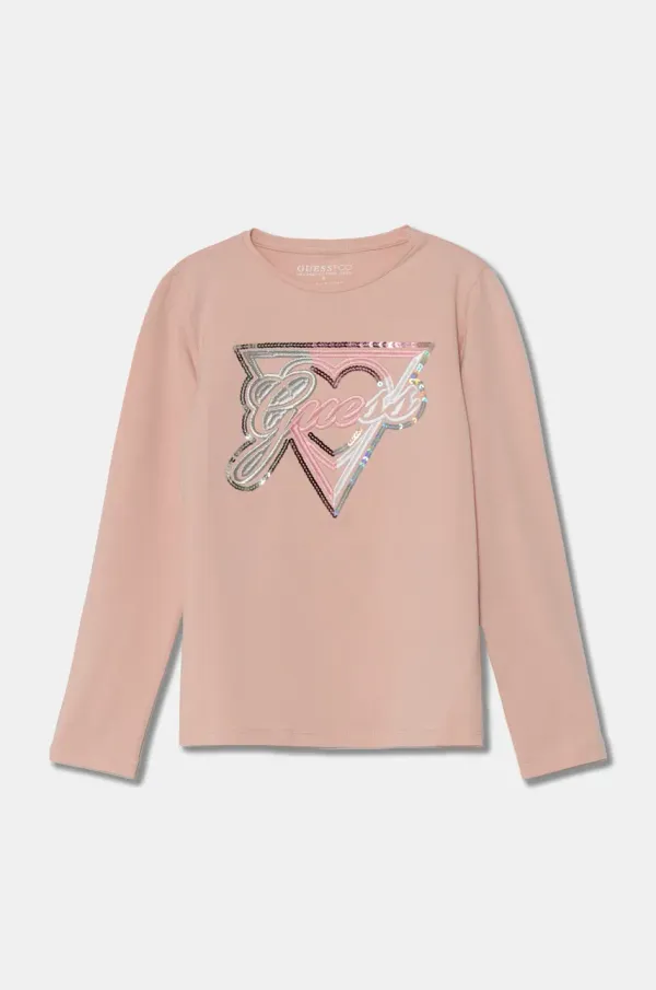 Guess Otroška dolga majica Guess roza barva, J4BI04 J1314