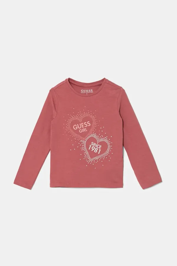 Guess Otroška dolga majica Guess roza barva, K4BI04 J1314