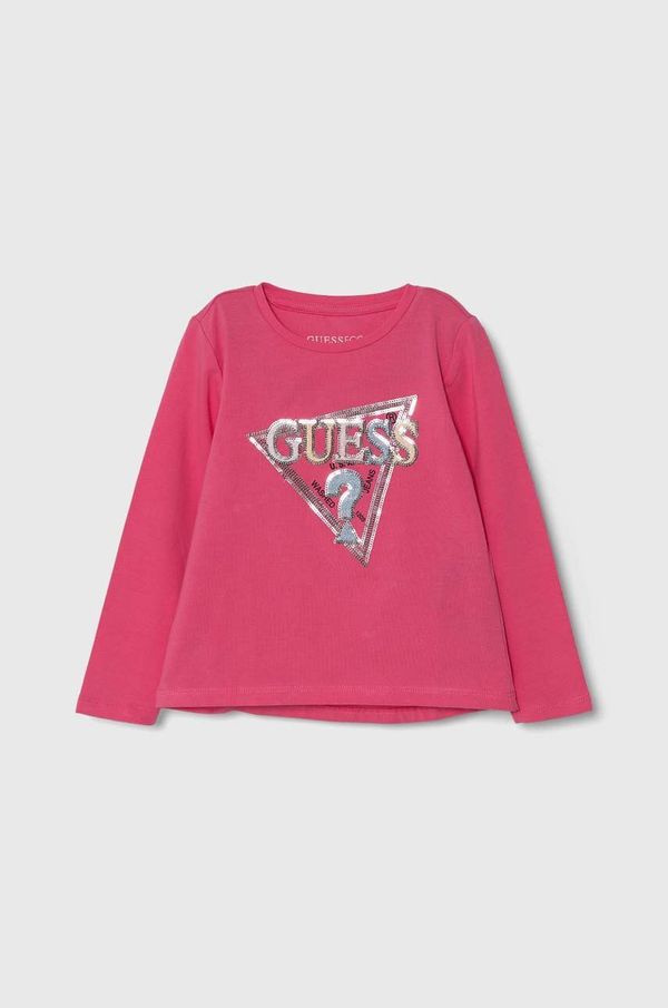 Guess Otroška dolga majica Guess roza barva, K4YI11 K6YW4