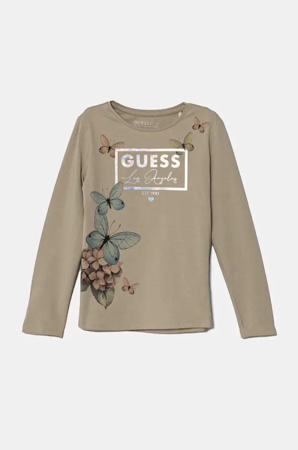 Guess Otroška dolga majica Guess siva barva, J5RI34 K6YW4