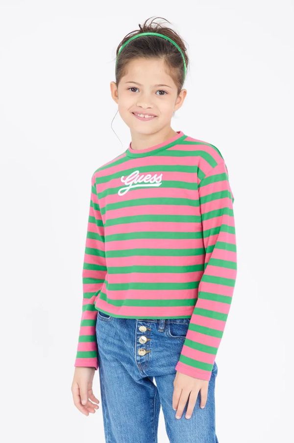 Guess Otroška dolga majica Guess zelena barva, J5RI08 K9NE4
