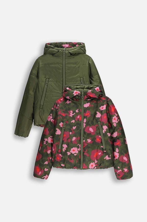 Coccodrillo Otroška dvostranska jakna Coccodrillo zelena barva, OUTERWEAR GIRL KIDS