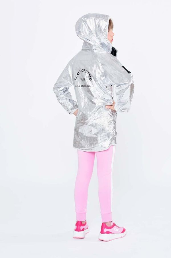 Karl Lagerfeld Otroška dvostranska jakna Karl Lagerfeld srebrna barva