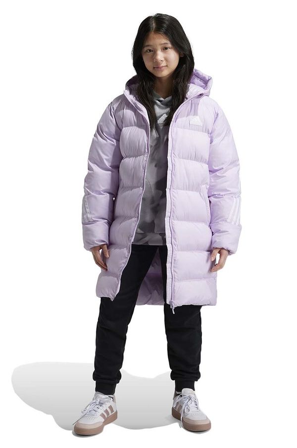 adidas Otroška jakna adidas J FI 3S PARKA vijolična barva, IX3631