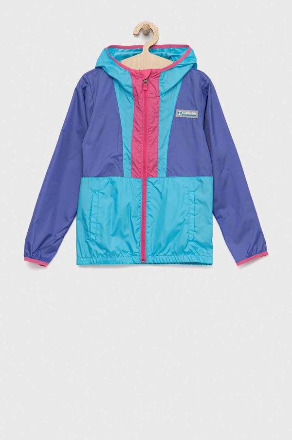 Columbia Otroška jakna Columbia Back Bowl Hooded Windbreaker vijolična barva