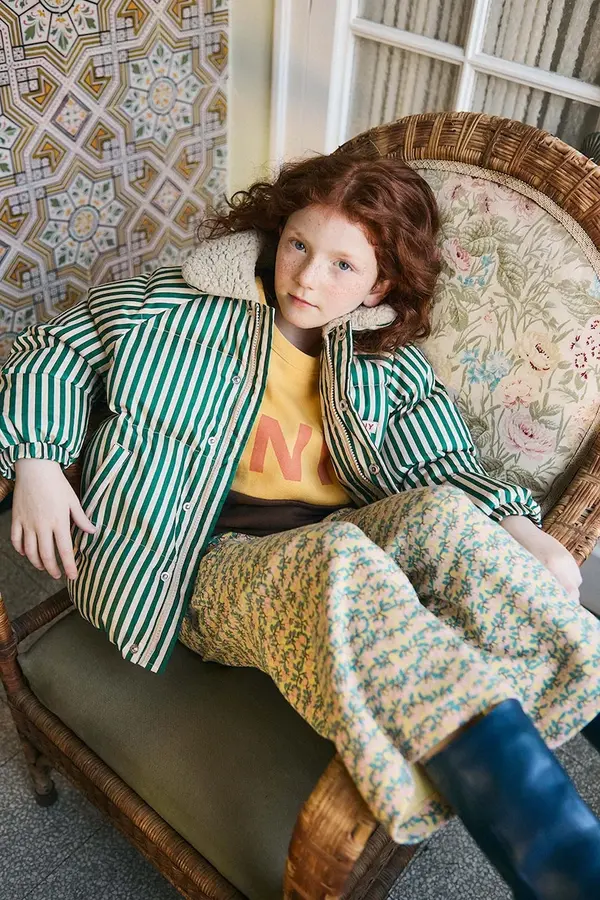 Tinycottons Otroška jakna Tinycottons GREEN STRIPES PADDED JACKET