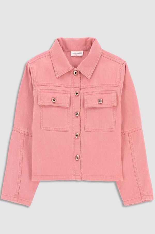 Coccodrillo Otroška jeans jakna Coccodrillo roza barva