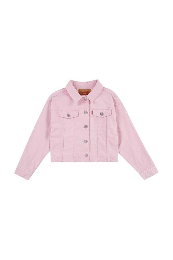 Levi's Otroška jeans jakna Levi's LVG COLOR BABY BAGGY TRUCKER roza barva