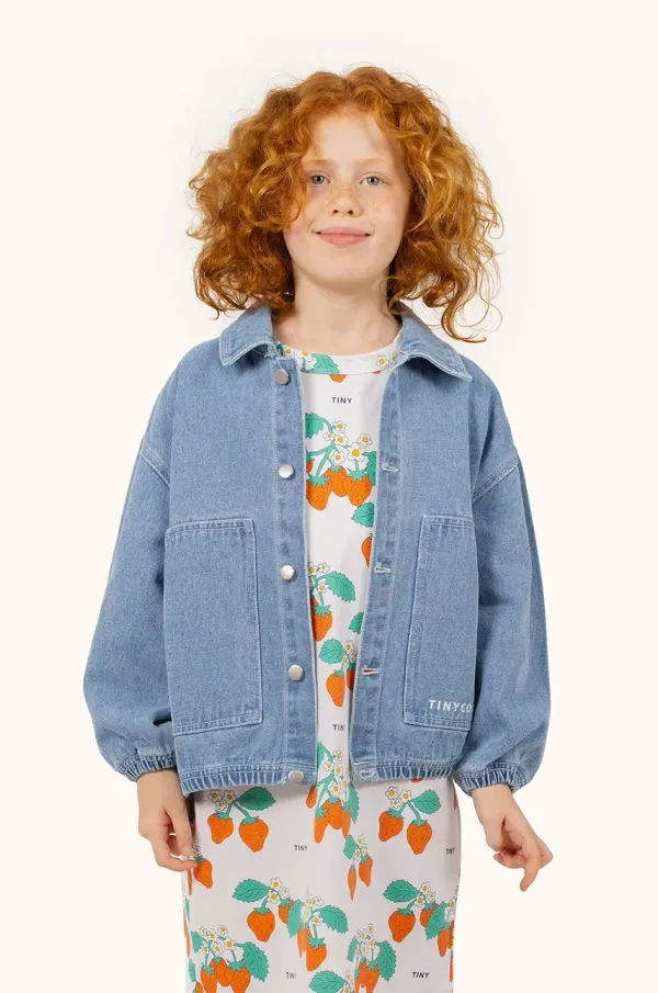 Tinycottons Otroška jeans jakna Tinycottons GRAPHIC DENIM JACKET SS25-241