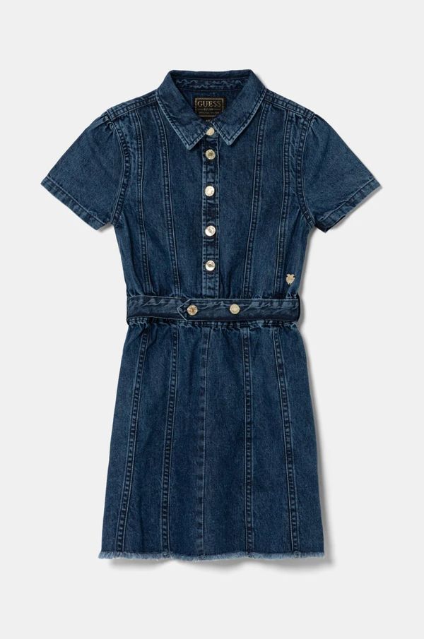 Guess Otroška jeans obleka Guess mornarsko modra barva, J5RK33 D4EU0