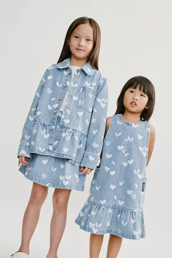Liewood Otroška jeans obleka Liewood Angelica Printed Denim frill Dress