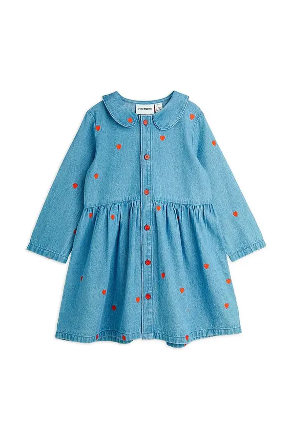 Mini Rodini Otroška jeans obleka Mini Rodini Mini hearts