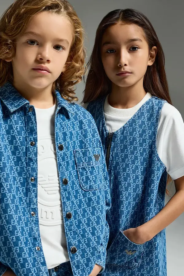 Emporio Armani Otroška jeans srajca Emporio Armani