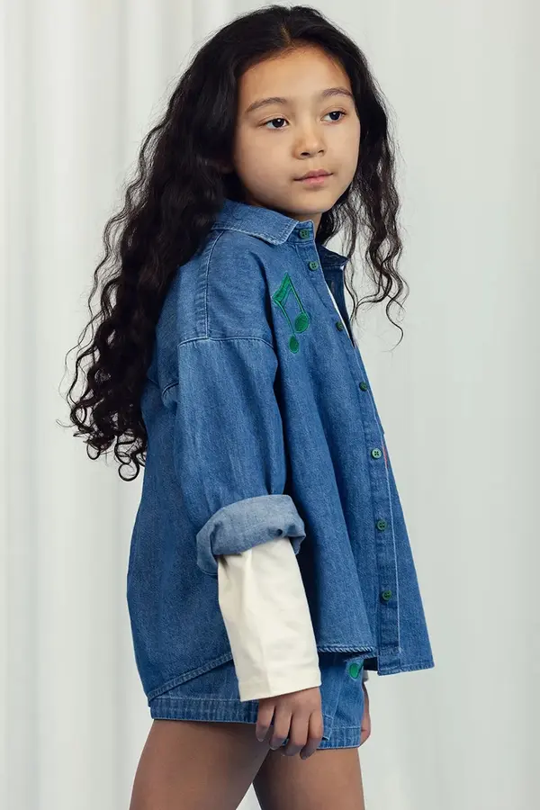 Mini Rodini Otroška jeans srajca Mini Rodini Note