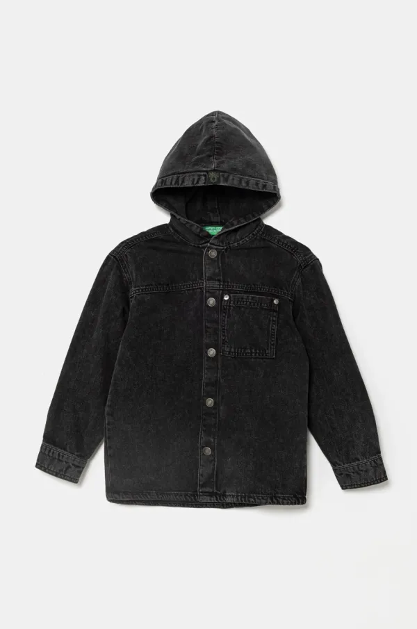 United Colors of Benetton Otroška jeans srajca United Colors of Benetton siva barva, 5PWACQ03X