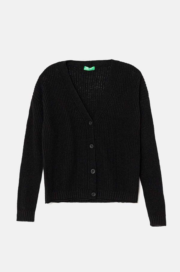 United Colors of Benetton Otroška jopica iz mešanice volne United Colors of Benetton črna barva, 126WC601O