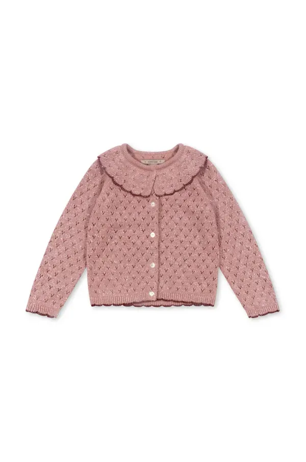Konges Sløjd Otroška jopica Konges Sløjd HOLIDAY KNIT CARDIGAN roza barva, KS101994