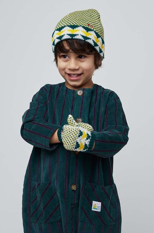 Bobo Choses Otroška kapa in rokavice Bobo Choses zelena barva