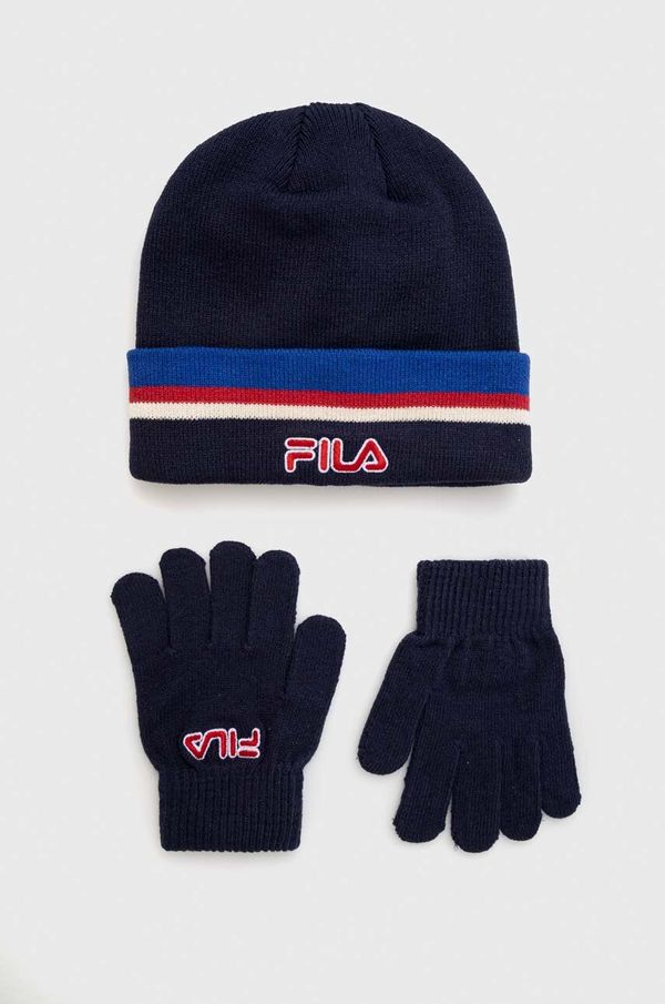 Fila Otroška kapa in rokavice Fila BEREA Set beanies & Gloves mornarsko modra barva