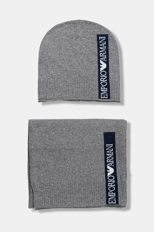 Emporio Armani Otroška kapa in šal iz volnene mešanice Emporio Armani