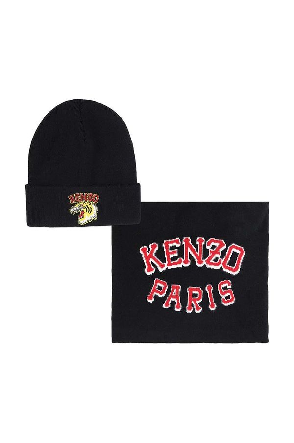 Kenzo kids Otroška kapa in tuba šal Kenzo Kids črna barva, K60615