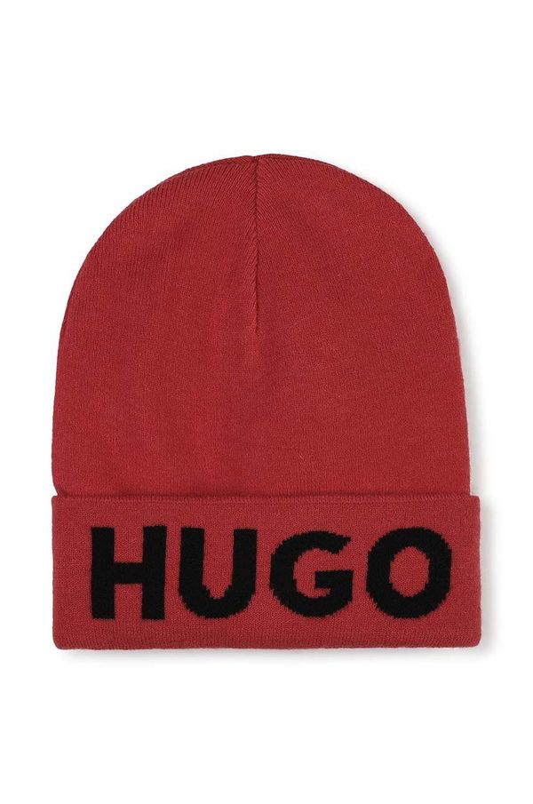 HUGO Otroška kapa s primesjo volne HUGO rdeča barva, G00289