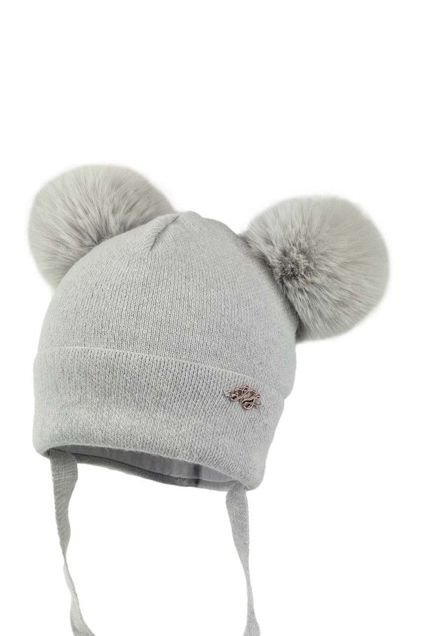 Jamiks Otroška kapa s primesjo volne Jamiks CLAUDINE siva barva