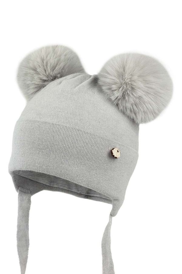 Jamiks Otroška kapa s primesjo volne Jamiks KIERAN IIA siva barva, JZH438