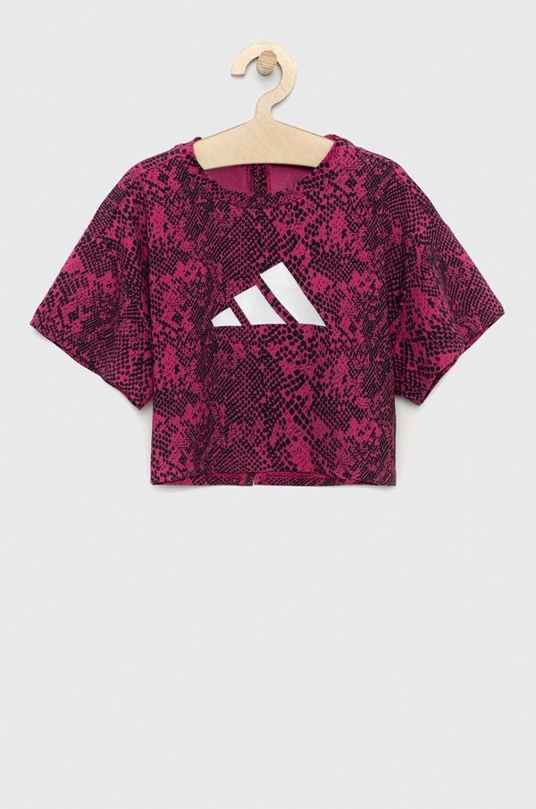 adidas Otroška kratka majica adidas G TI AOP TEE roza barva