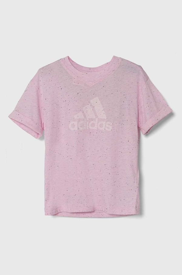 adidas Otroška kratka majica adidas roza barva