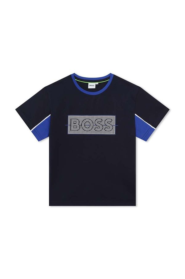 Boss Otroška kratka majica BOSS mornarsko modra barva