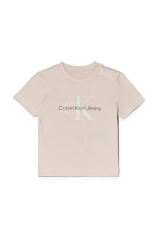 Calvin Klein Jeans Otroška kratka majica Calvin Klein Jeans roza barva, IN0IN00001