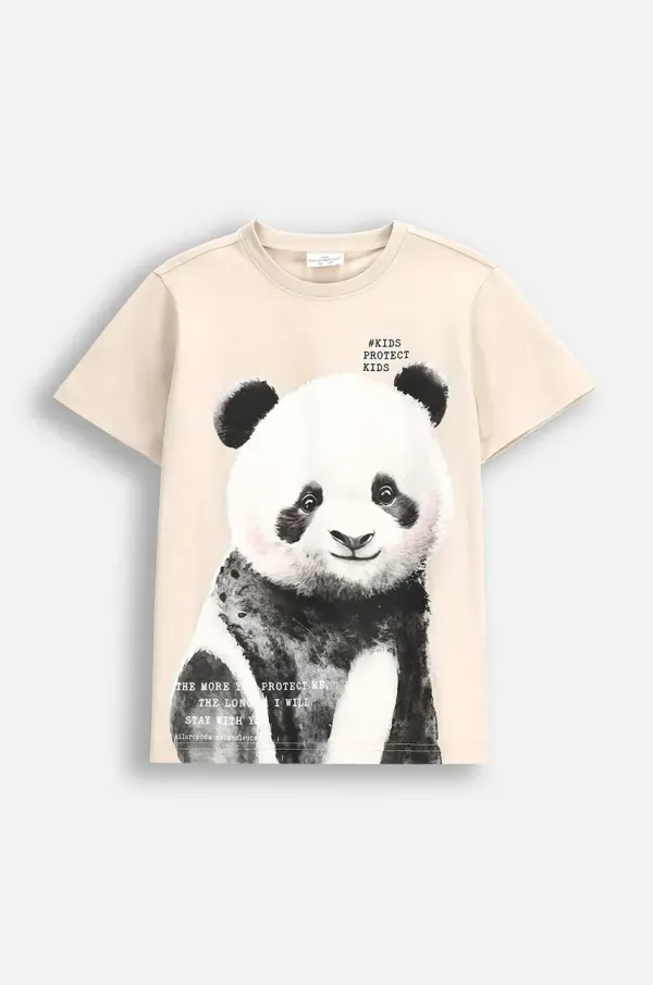 Coccodrillo Otroška kratka majica Coccodrillo bež barva, EVERYDAY UNISEX