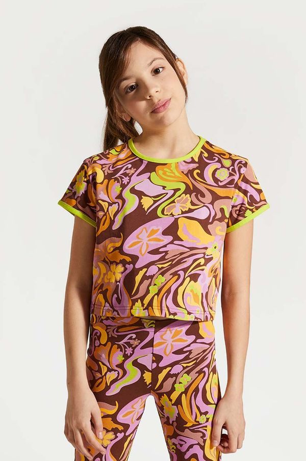 Coccodrillo Otroška kratka majica Coccodrillo rjava barva