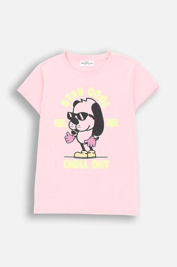 Coccodrillo Otroška kratka majica Coccodrillo roza barva, CARTOONS GIRL KIDS