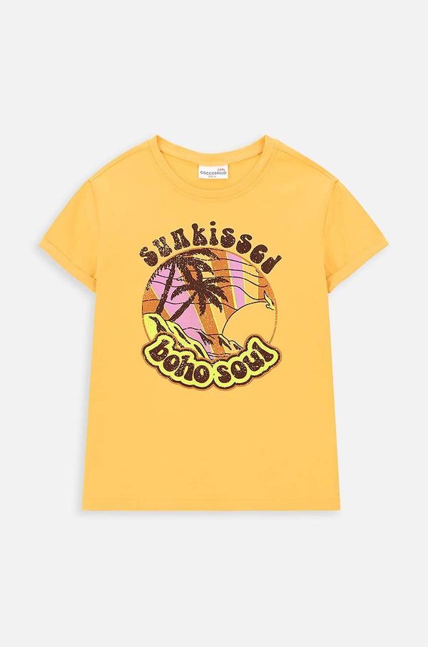 Coccodrillo Otroška kratka majica Coccodrillo rumena barva