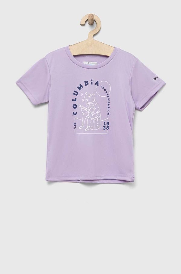Columbia Otroška kratka majica Columbia Mirror Creek Short Sleeve Graphic Shirt vijolična barva