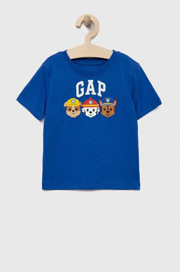 Gap Otroška kratka majica GAP x Paw Patrol mornarsko modra barva