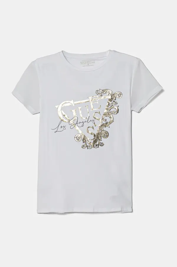 Guess Otroška kratka majica Guess bela barva, J5RI35 K6YW4