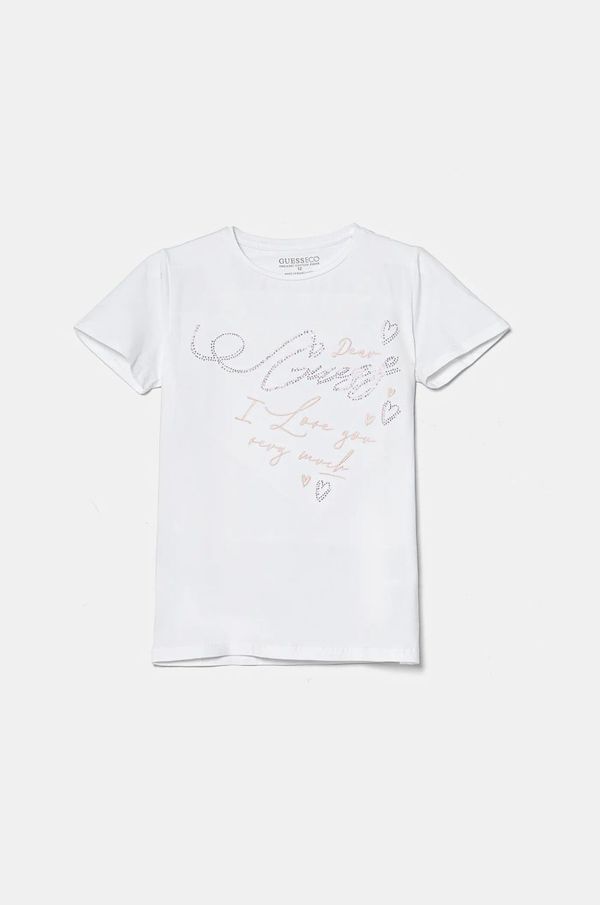 Guess Otroška kratka majica Guess bela barva, J5RI38 K6YW4