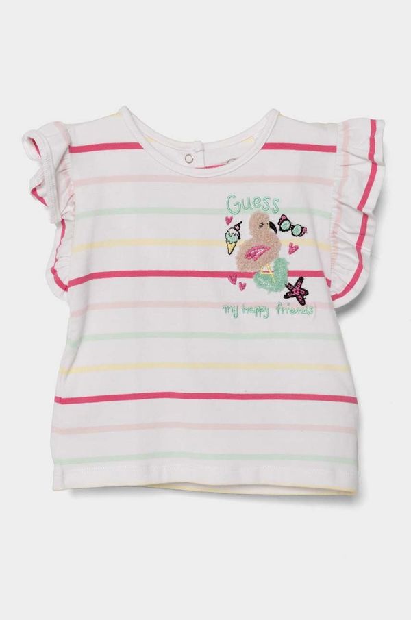 Guess Otroška kratka majica Guess bela barva