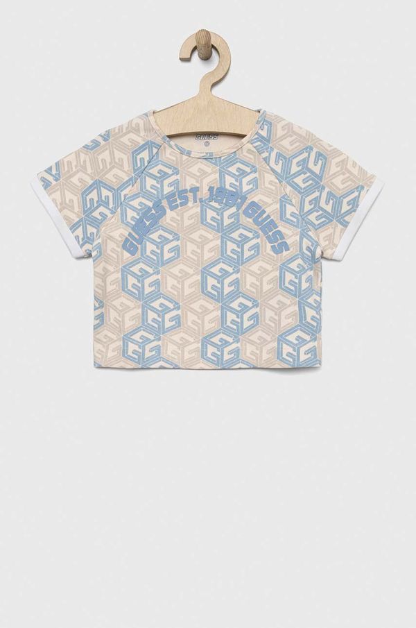 Guess Otroška kratka majica Guess bež barva