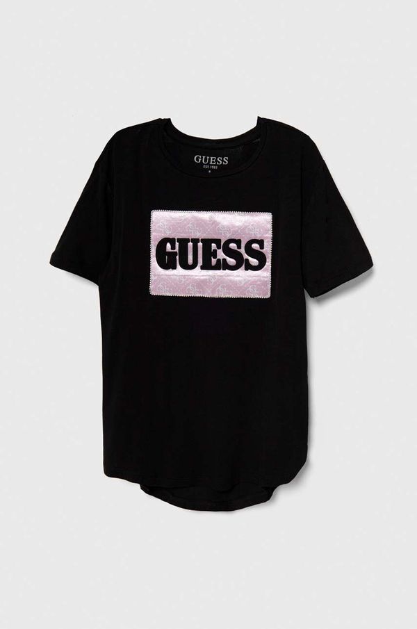 Guess Otroška kratka majica Guess črna barva
