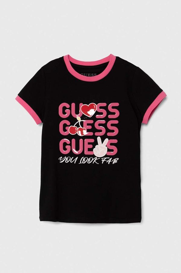 Guess Otroška kratka majica Guess črna barva, J4YI08 K6YW4